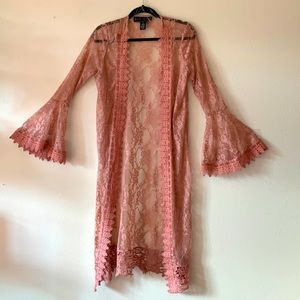 Long & Lacy Sheer Soft Pink Duster